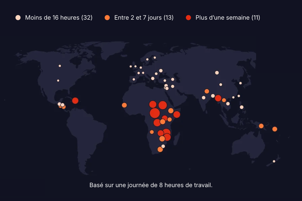 cartographie des pays en fonction du prix moyen d'un panier alimentaire